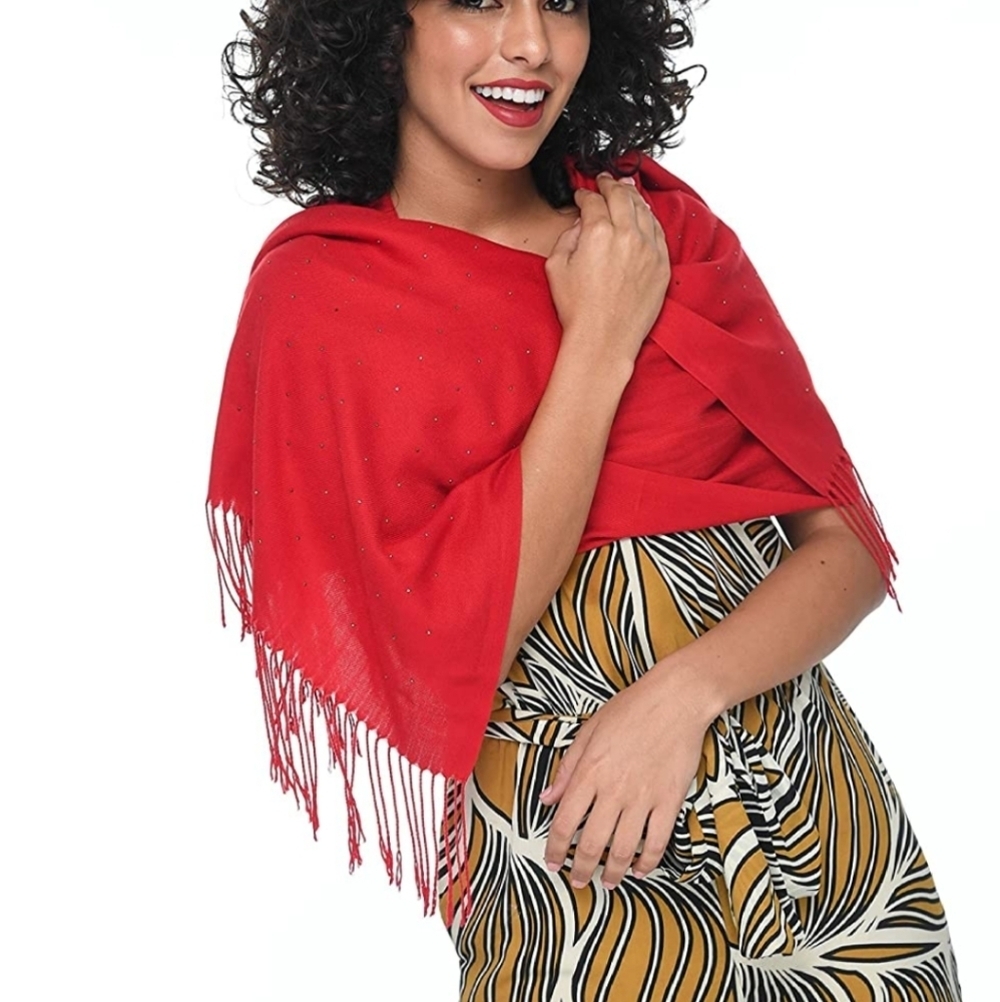 New! Solid red Scarf - Pashmina